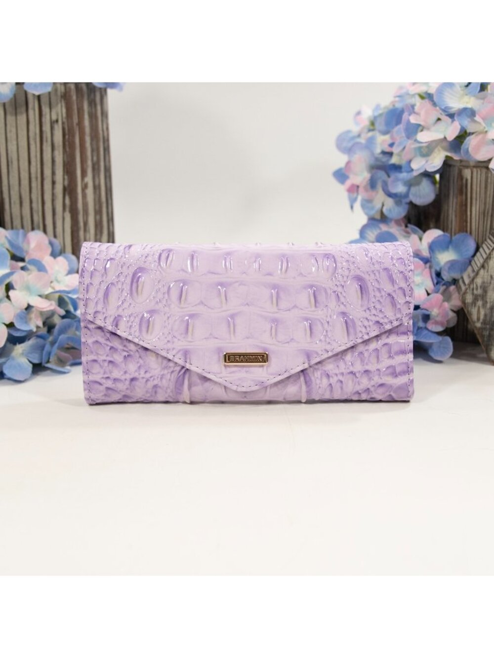 Brahmin Gentle Lavender Melbourne Leather Veronica Trifold Wallet NWT